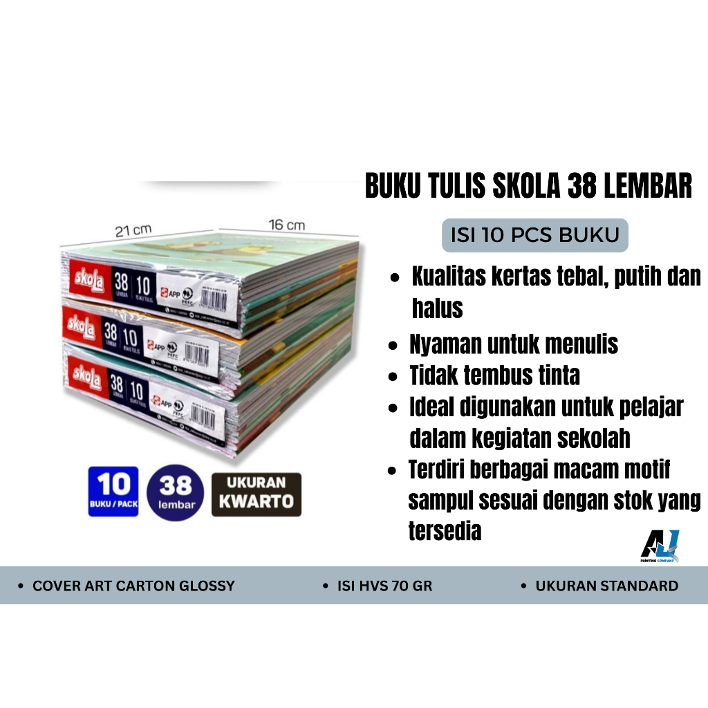 

BUKU TULIS 38 LEMBAR SKOLA BY SiDU SINAR DUNIA (1 PACK 10 BUKU)