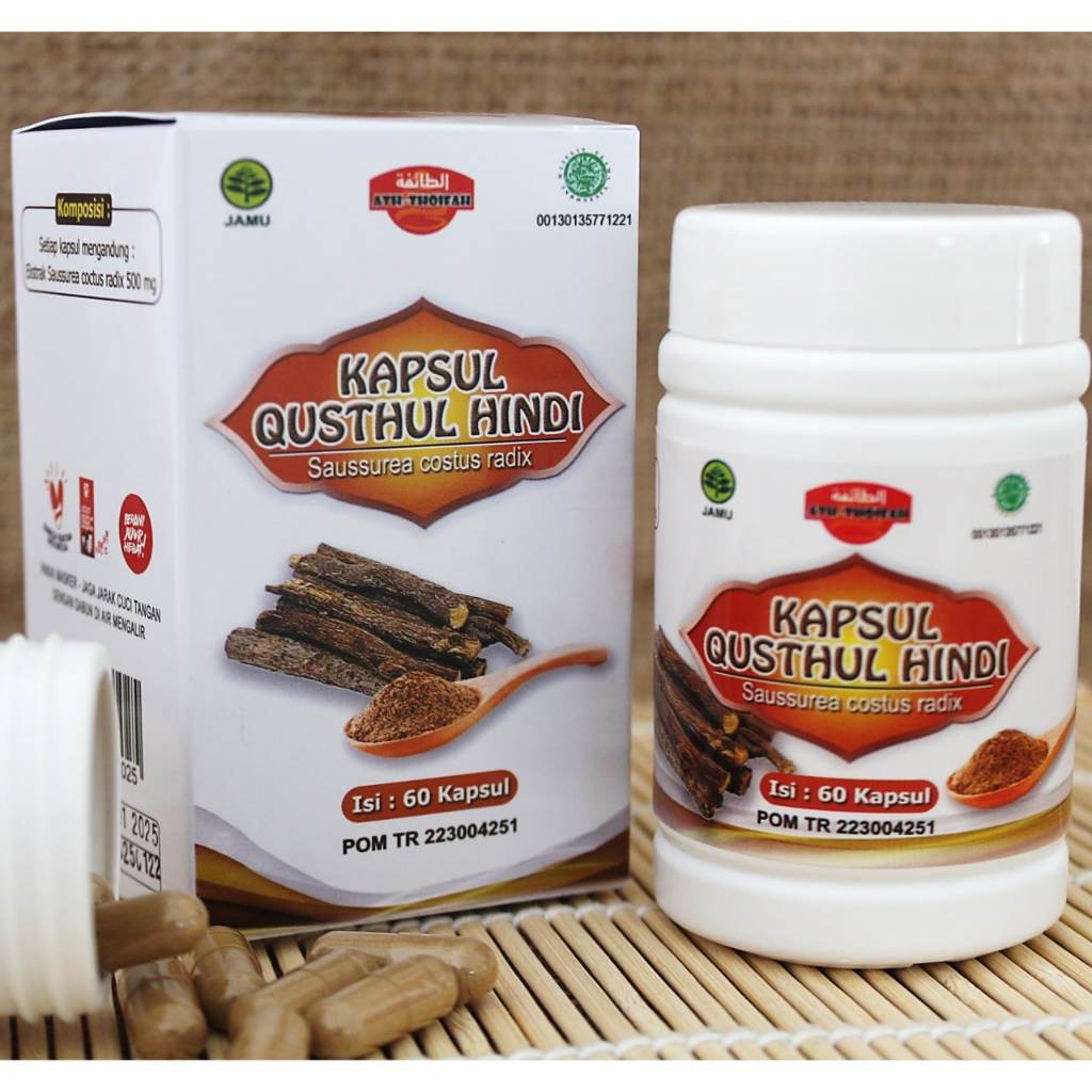 Kapsul Qust Al Hindi Ath Thoifah 60 Kapsul - Thibbun Nabawi Paru Imunitas Radang Batuk BPOM Halal