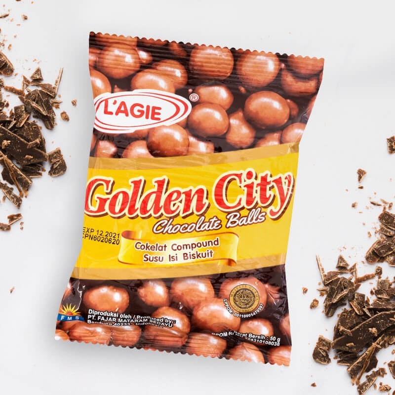 

L'AGIE Golden City Chocolate Balls Cokelat Lagie 50 Gram/ Choco ball/ coklat biscuit
