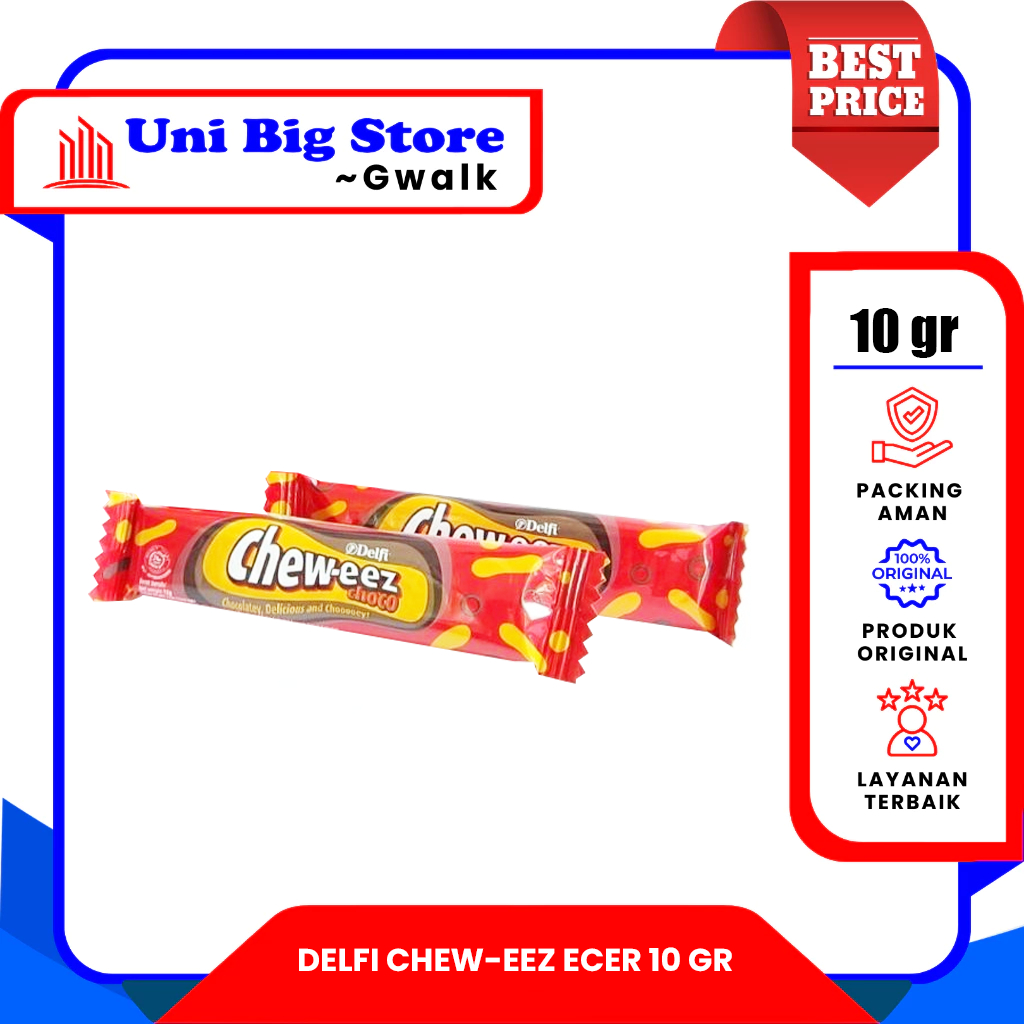 DELFI CHEWEEZ CHEW-EZZ LONG CHOCO COKLAT COKELAT ECER - 10 gr