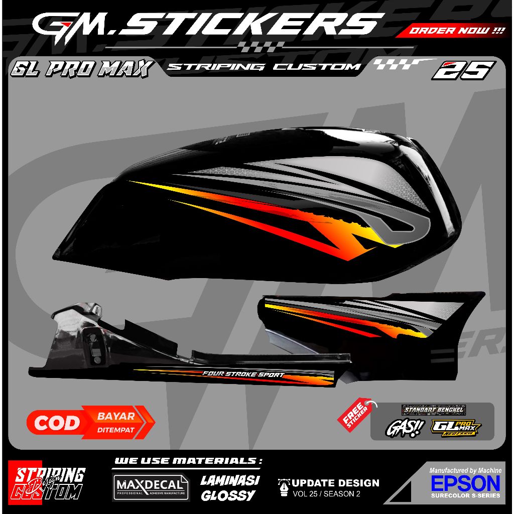 STRIPING STIKER LIS VARIASI MOTOR HONDA GL MAX GL PRO NEO TECH  K39