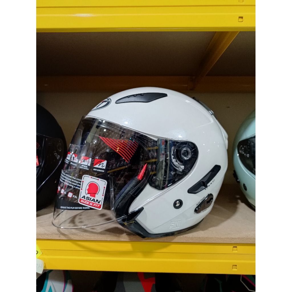 HELM KYT GALAXI FLAT R WHITE GLOSSY DOUBLE VISOR ORIGINAL KYT