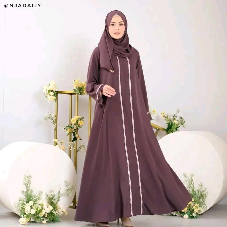 Jasmin Abaya Premium Terbaru Gamis Muslimah Arabian Abaya Maxi Lembut Gamis Kaftan HItam Mewah Dress