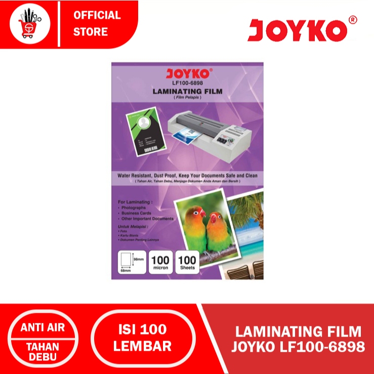 

Plastik Laminating | Laminating Film Joyko LF100-6898 KTP 100 Sheets (1PACK)