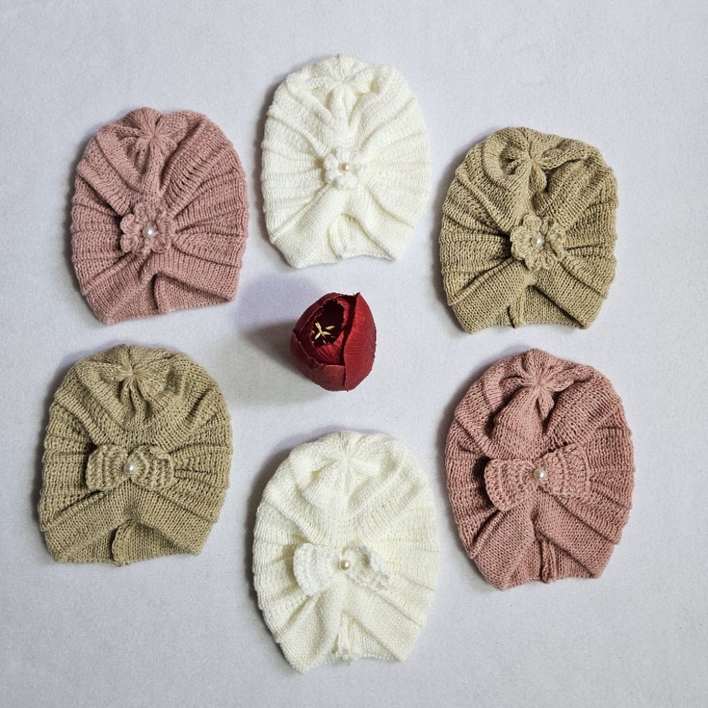 kupluk beanie rajut ANAK BAYI CEWEK TURBAN