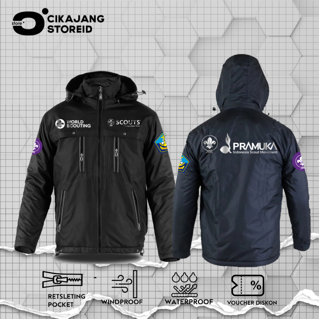 JAKET SCOUT PRAMUKA INDONESIA | JAKET PRAMUKA CLIMBER SCOUT OUTDOOR  | BISA CUSTOM SAKA SABLON BORDI