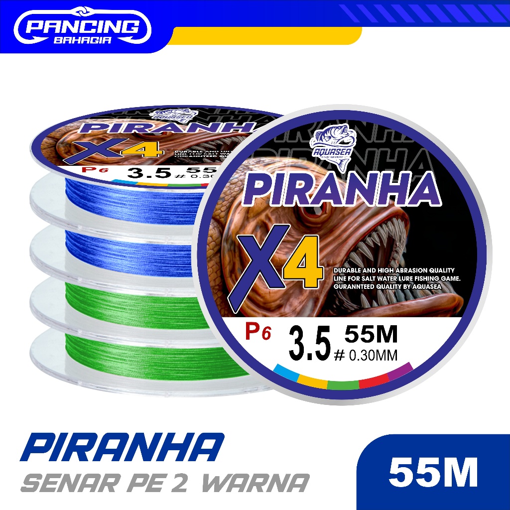 Pancing Bahagia - Senar Pancing PE X4 Piranha 55m Jepang Senar Pancing P6 Super Kuat & Tahan Bahan P