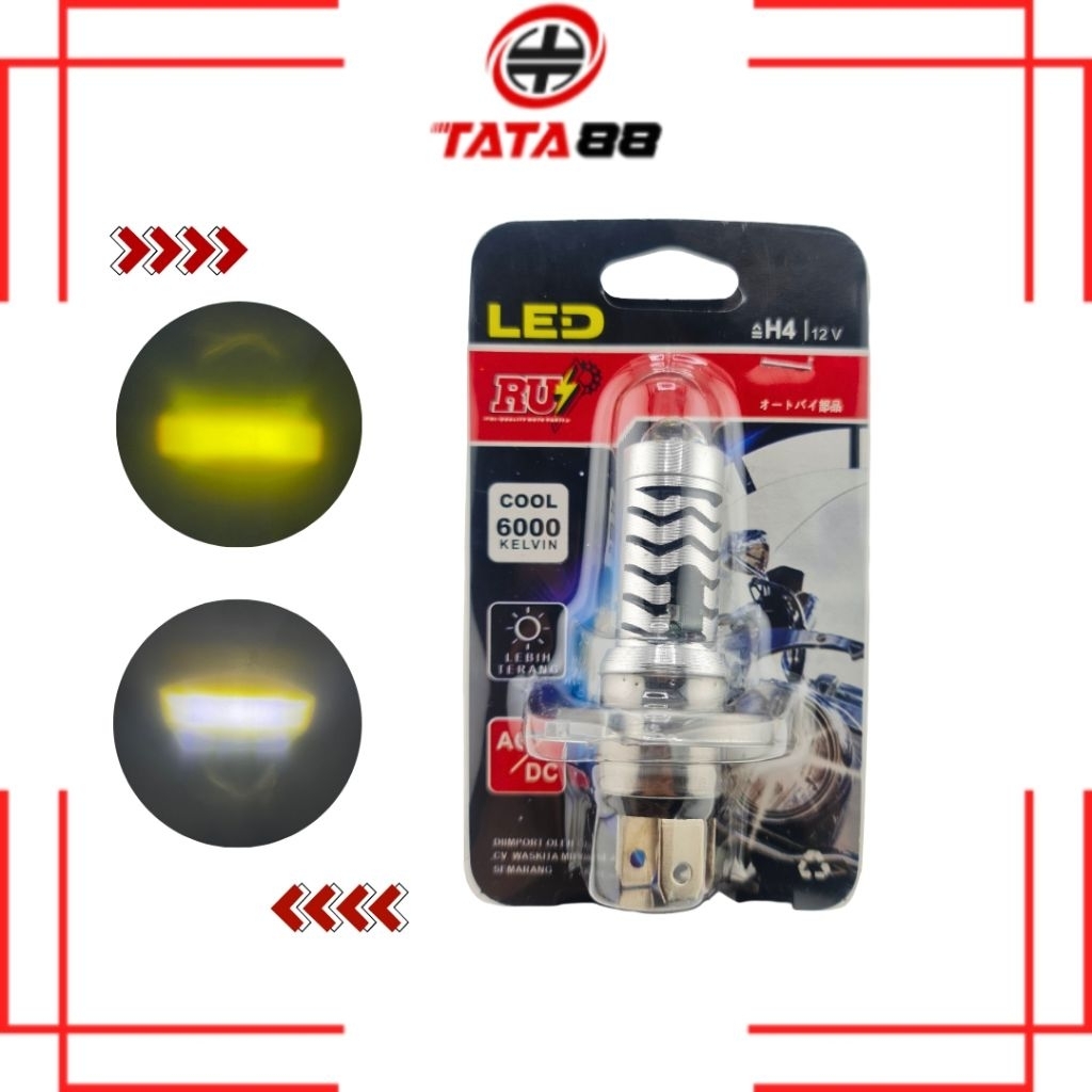 BOHLAM DOP DEPAN LED LASER H4 (RUI) - Lampu Utama LED Laser Gun Motor AC DC Lasergun H4 Senja Biru 2