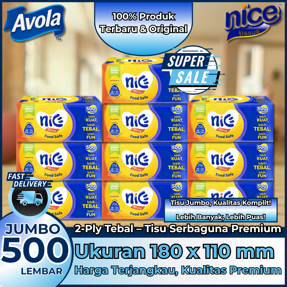 Tisu Nice 500 Sheet (10 PACK) – Super Value Hemat Besar