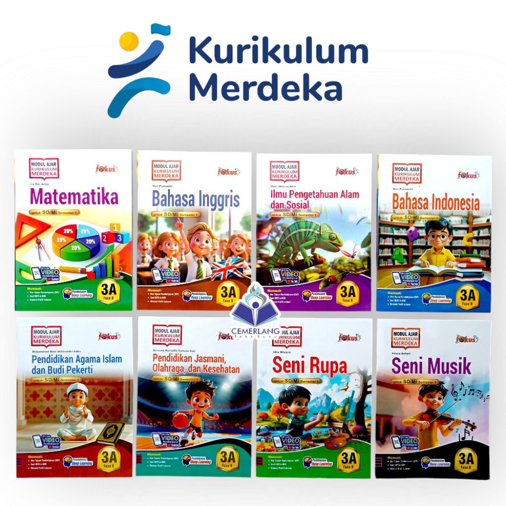 LKS FOKUS KELAS 3 SD KURIKULUM MERDEKA SEMESTER 1 DAN 2 MATEMATIKA IPAS PANCASILA BAHASA INDONESIA I