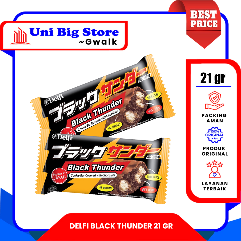 

DELFI BLACK THUNDER COOKIE BAR CHOCOLATE - 21 gr