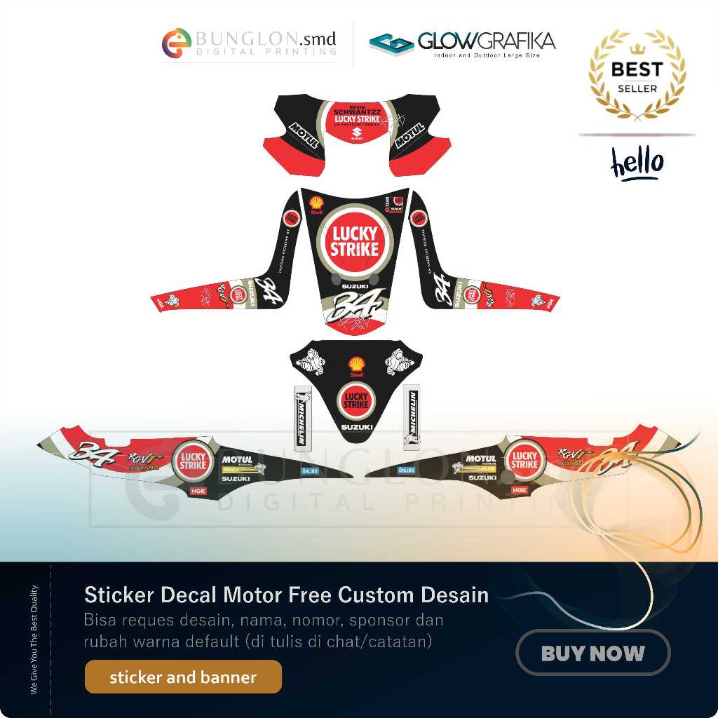 DECAL STIKER MOTOR CUSTOM SUZUKI SPIN 125 EDISI LUCKY STRIKE