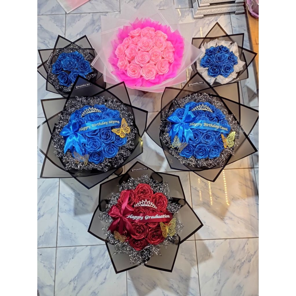 

buket pita satin gliter kualitas premium dan Rapi