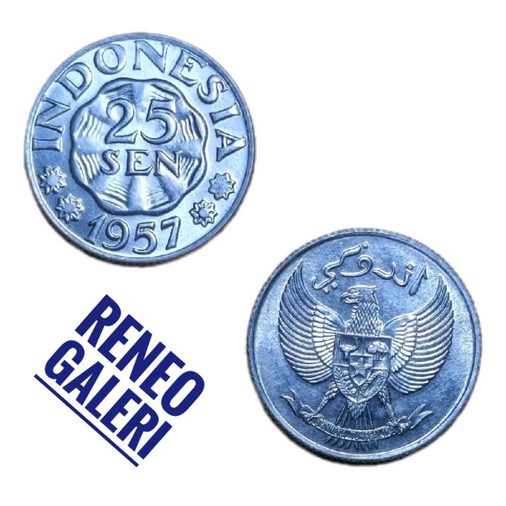 Berkilau koin 25 Sen Garuda Tahun 1952 1954 1957 Uang logam Indonesia kuno 0,25 Rupiah