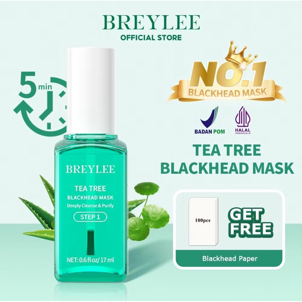 ✨ATIGA BEAUTY✨ BREYLEE Tea Tree Blackhead Mask 17ml - Masker Komedo Hidung Pengangkat Komedo BPOM