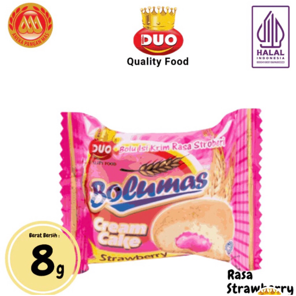 

Duo Bolumas Cream Cake Bolu Mini Cokelat Soft Cake (1Pack x 10Pcs) - Netto 8Gr