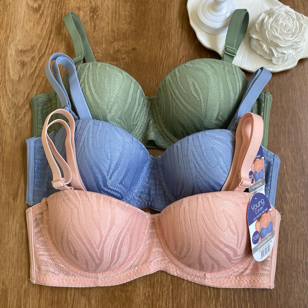 YOUNG CURVES PUSH UP BRA HALF CUP TALI BISA LEPAS PASANG BH 32B 34B 36B
