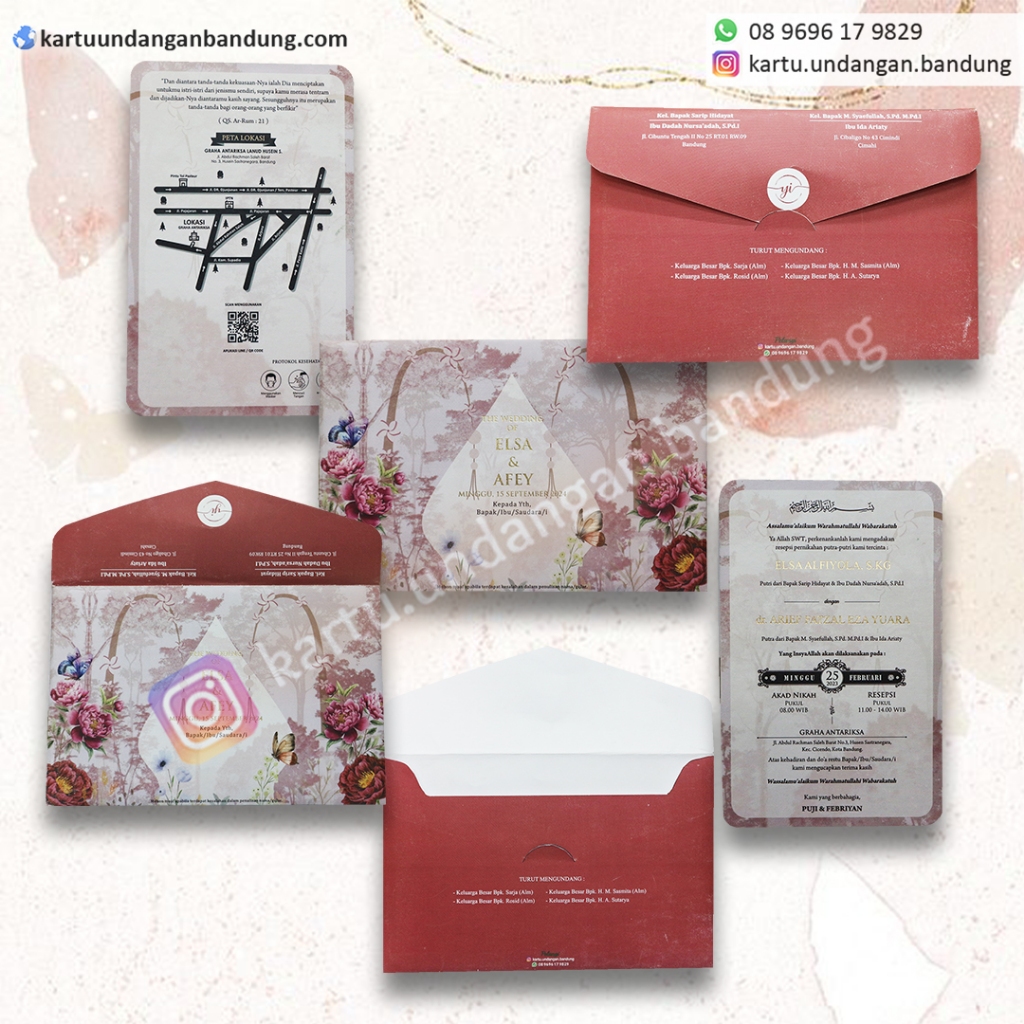 

Kartu Undangan Single Hardcover + Amplop Fairytale Maroon Colour✨