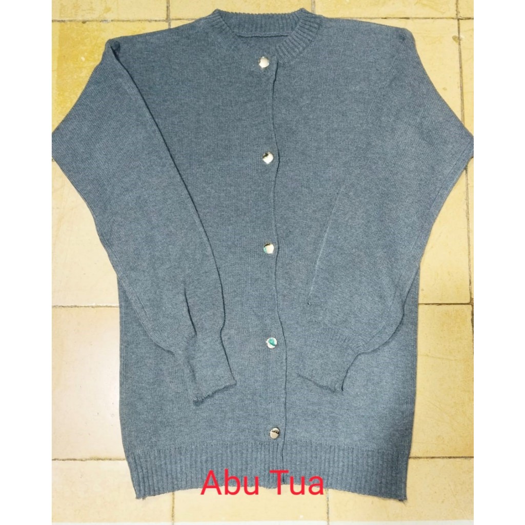 BESTPROMO CARDIGAN RAJUT POLOS-kancing 5 gold auter rajut wanita
