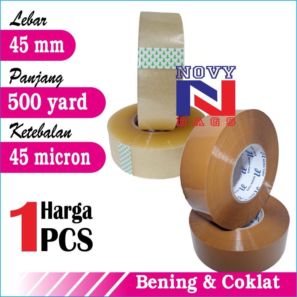 

HARGA MURAH 1 PCS/ROLL, OPP TAPE, LAKBAN BENING & COKLAT 45MM X 500YARD DIJAMIN KUAT BERKUALITAS