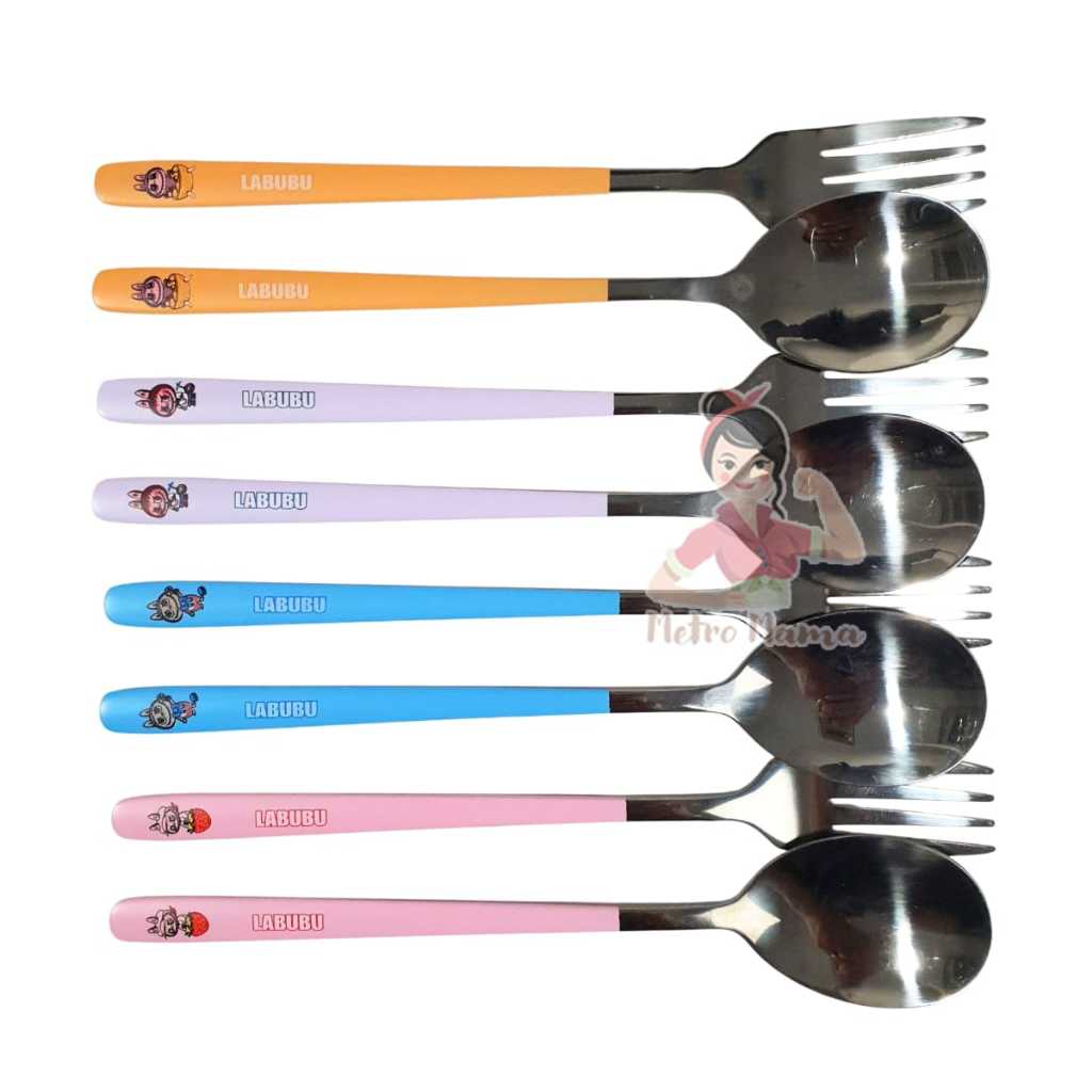 Sendok Set Garpu Sumpit Alat Makan Stainless Sanrioo Grafir Labubu Model Korea
