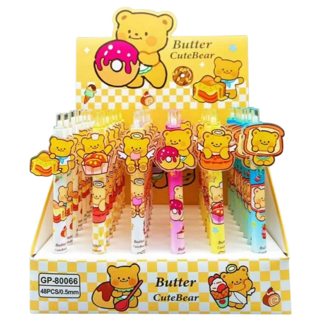 

(6 PCS) PULPEN GEL GP-80066 BUTTER BEAR ACRYLIC CLIP (0.5mm) / GEL PEN / PENA VIRAL