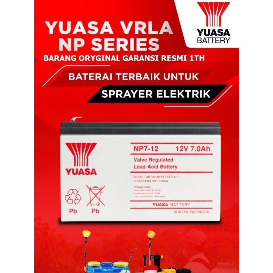 YUASA BATTERY AKI KERING UPS NP7-12 Yuasa 12V 7AH