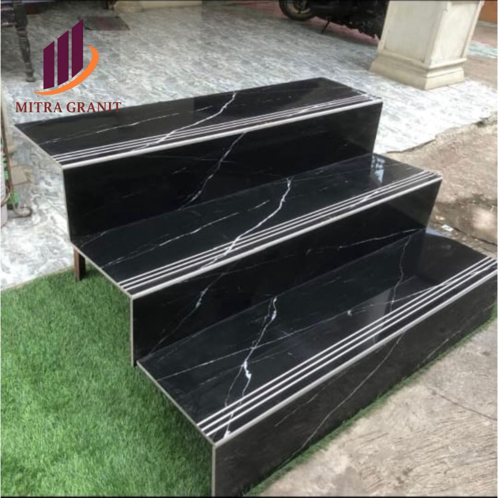 GRANIT KERAMIK TANGGA UKURAN 30X100 20X100 HITAM MOTIF MARMER TANGGA GRANIT