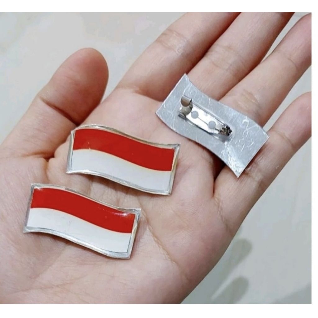 Pin Bendera Indonesia Berkibar Pin Bendera Merah Putih Berkibar Peniti/Magnet Satuan
