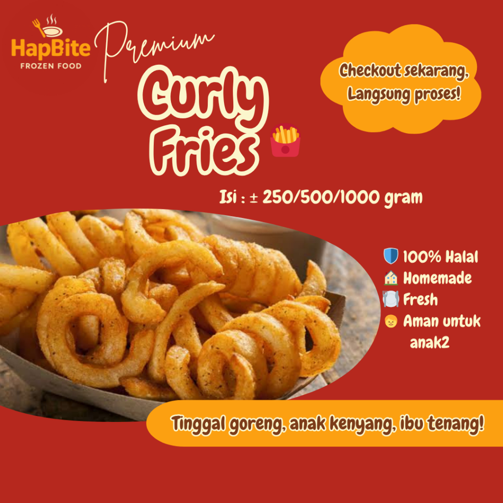 

Frozen Premium Curly Fries Keriting Twister Makanan Beku Kentang Goreng