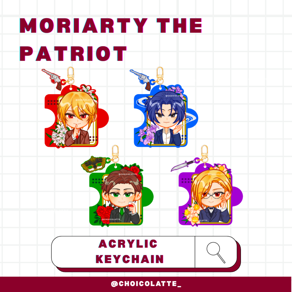 MORIARTY THE PATRIOT || MTP Acrylic Keychain with Acrilic Charm || Choicolatte_