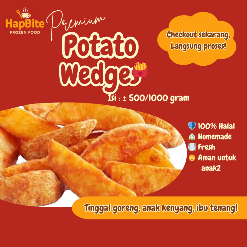

Frozen Premium Potato Wedges / Kentang Iris Bumbu Kentang Goreng