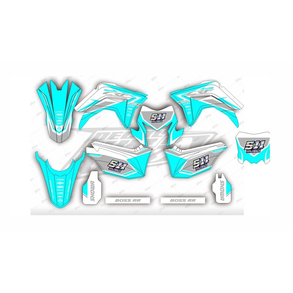 Decal Sticker Striping crf 150 l  motif putih list biru hijau