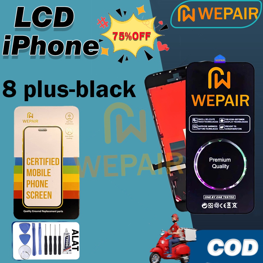 Layar LCD HP Ori IPHONE 8PLUS BLACK  WEPAIR LCD Fullset Original 100% +Bebas Toolkit untuk Perbaik+G