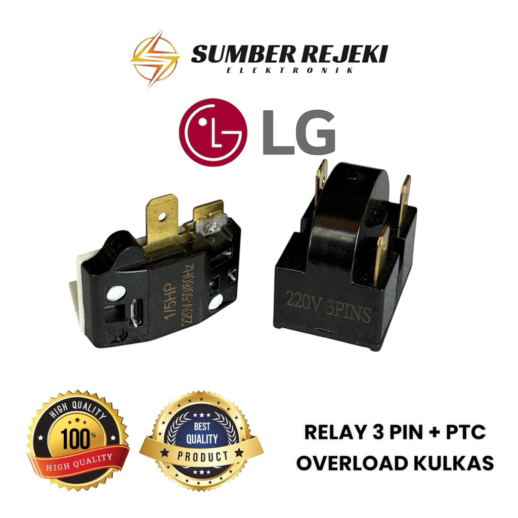 SET Relay PTC 3 PIN + OVERLOAD kulkas LG
