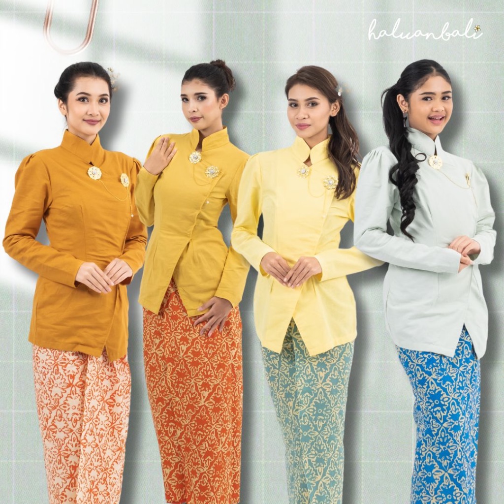 Kebaya Janggan Tjap Lakshmi HaluanBali - Klasik Modern Lengan Panjang - Kain Linen Premium Adem - KB