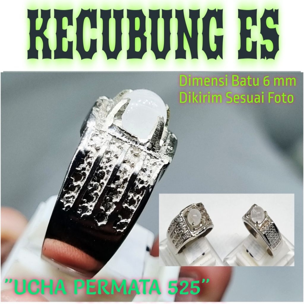 Cincin batu kecubung es bulat mini asli natural