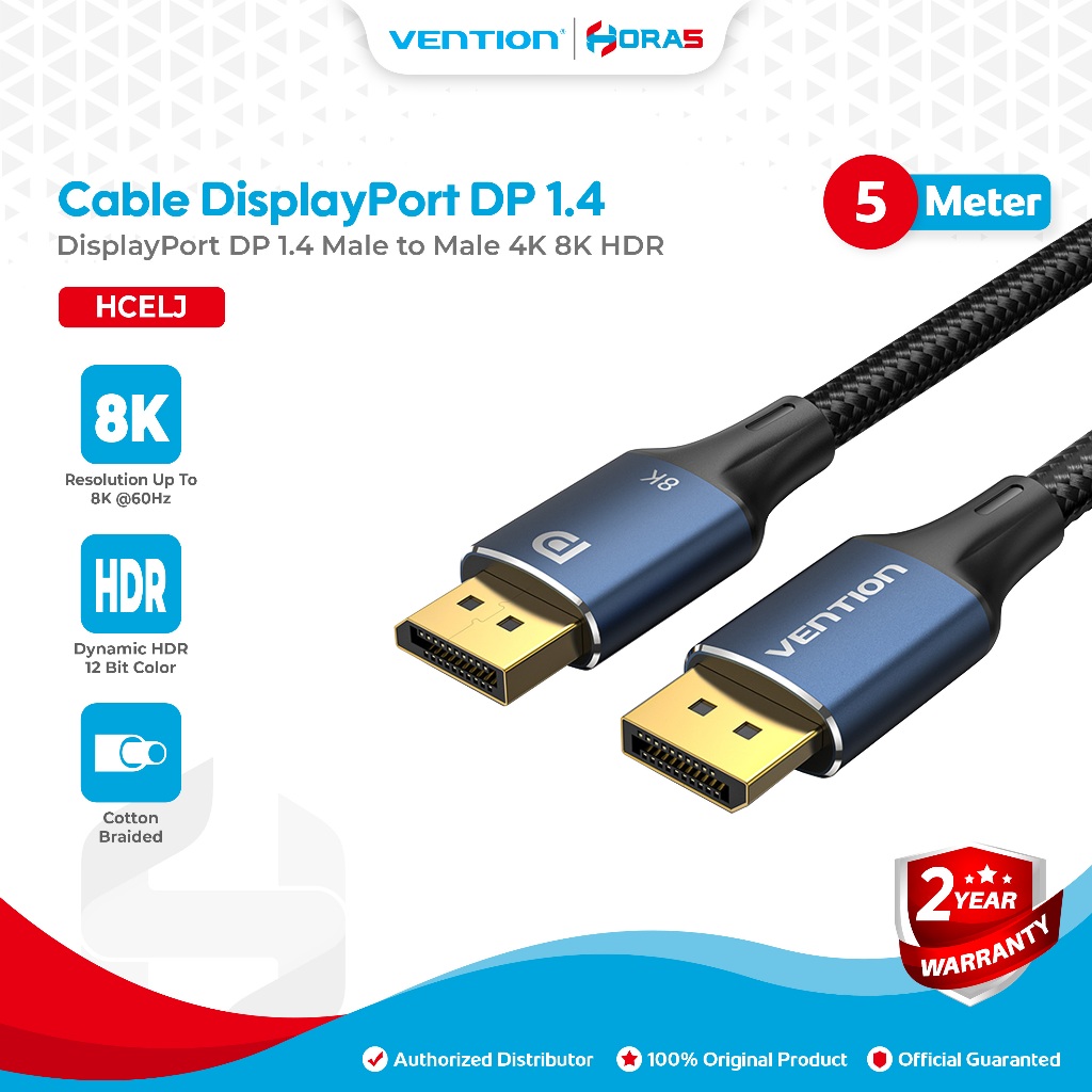 Vention Kabel Display Port Male to Display Port Male 8K DisplayPort DP 1.4 Cable Ultra HD HDR 1080P 