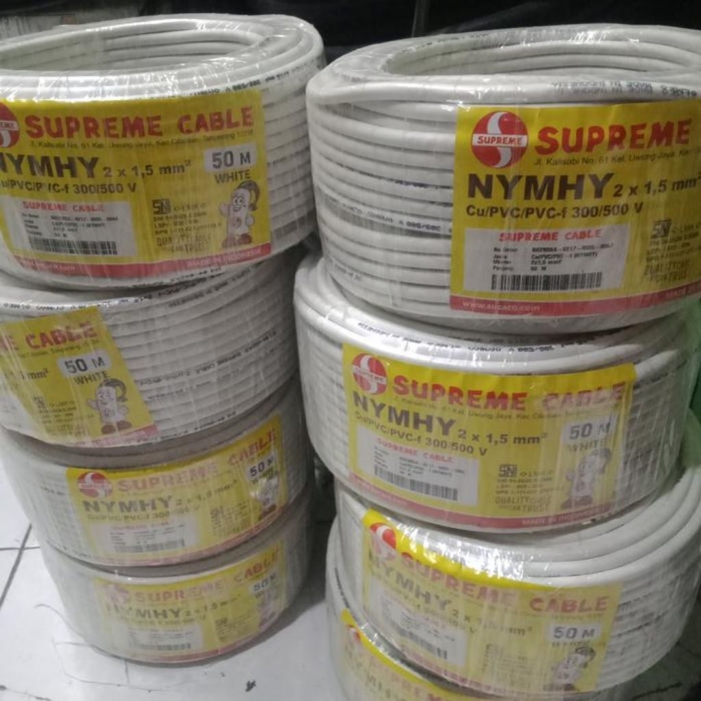 Kabel Serabut Supreme NYMHY 2 x 1.5 mm / Kabel NYMHY 2x1.5mm Supreme 100 meter