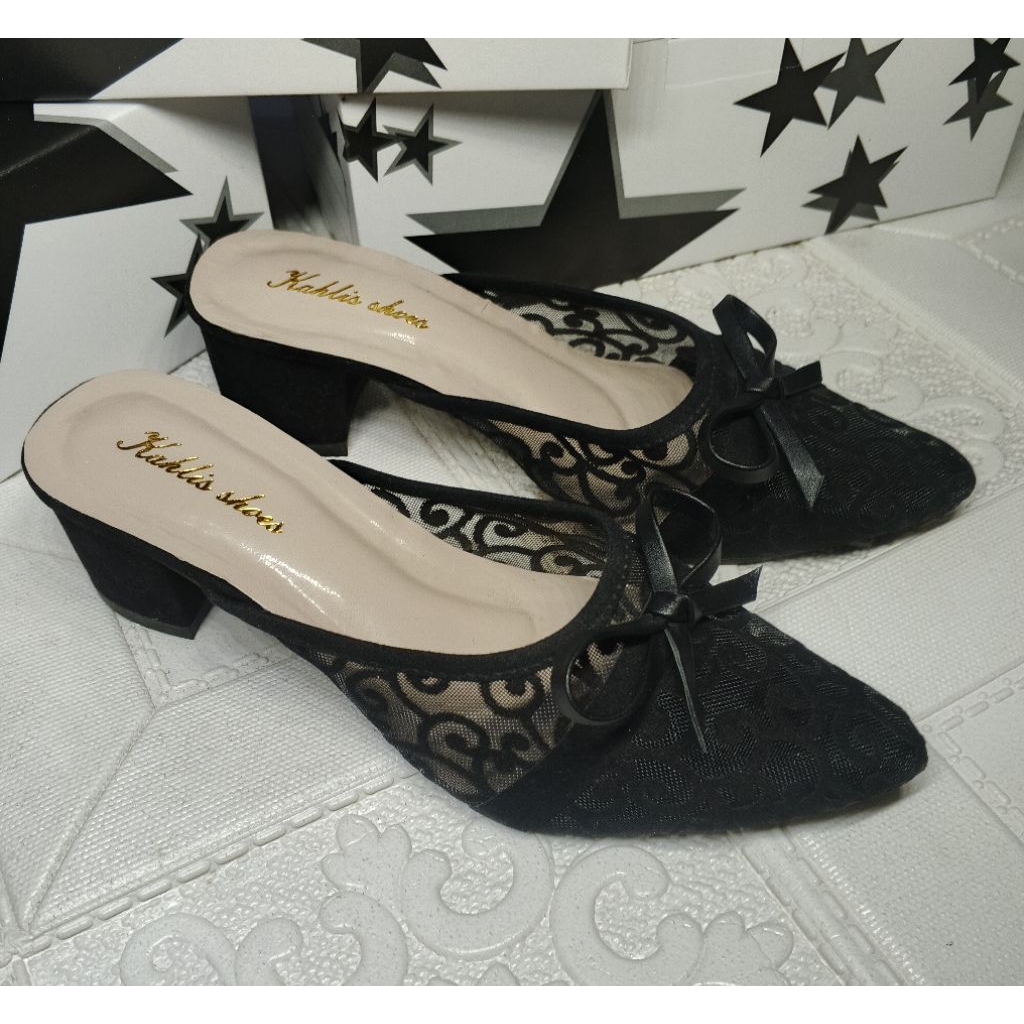 Sepatu/Sandal heels brukat talipita sepatu pesta kekinian dan elegan