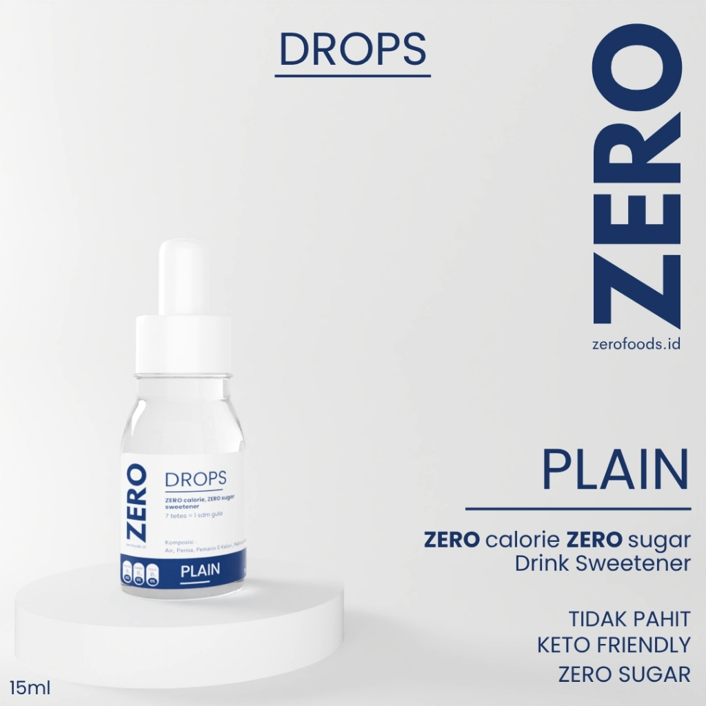 

Zero Drops 10ml Plain | Gula Diet | Pemanis Bebas Gula | 0 Calorie no Stevia