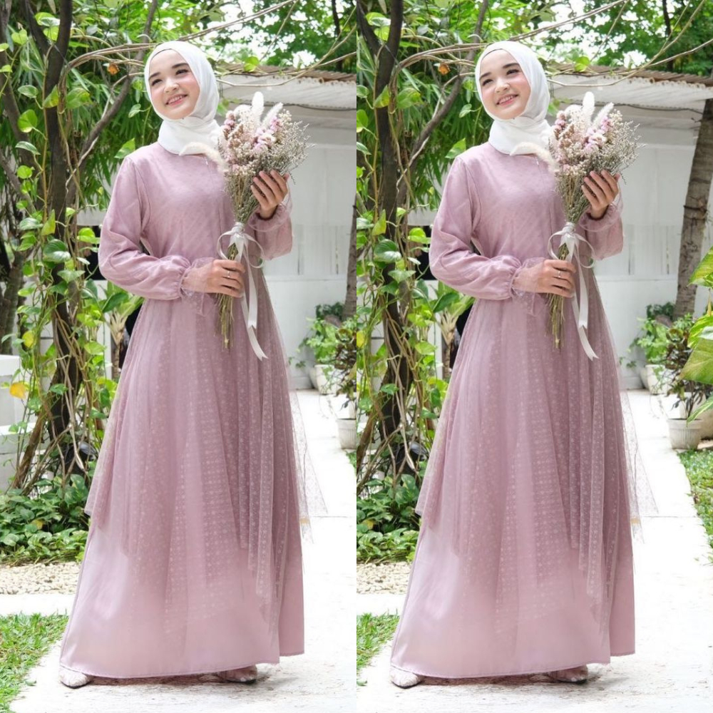 ADA JUMBO GAMIS BRIDESMAID SAKURA TILLE BROKAT BRUKAT VELVET by Ayanadress PREMUM KATUN JEPANG CERUT