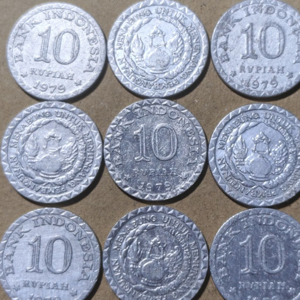 VF cuci Koin 10 Rupiah Tahun 1979 Tabanas putih uang Kuno logam Indonesia