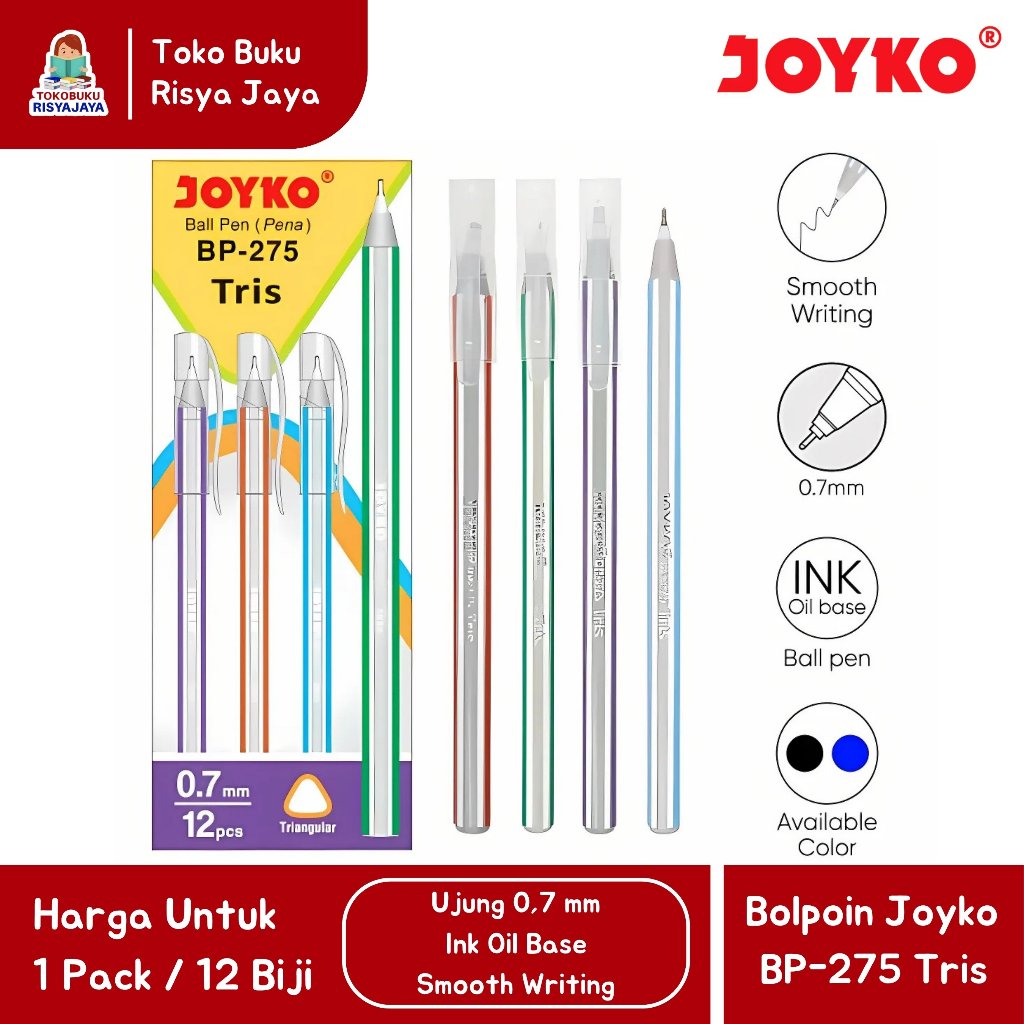 

(1 PACK / 12 Biji) Bolpoin / Pena / Bulpen JOYKO BP-275 Tris