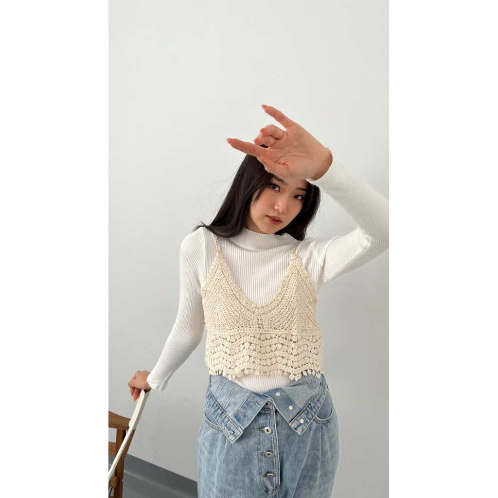 NpProsperity || Rompi Rajut Premium || CROCKET VEST CREAM OUTER LUARAN TERMURAH || VEST TERMURAH || 