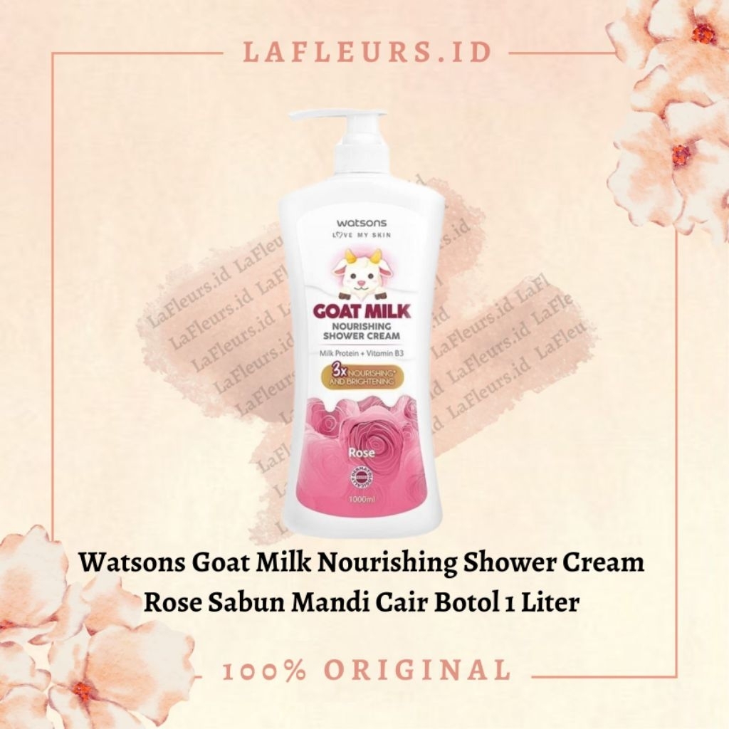 Watsons Goat Milk Body Wash Nourishing Rose Shower Cream Botol 1liter / 1000ml / Refill Pouch 800ml 