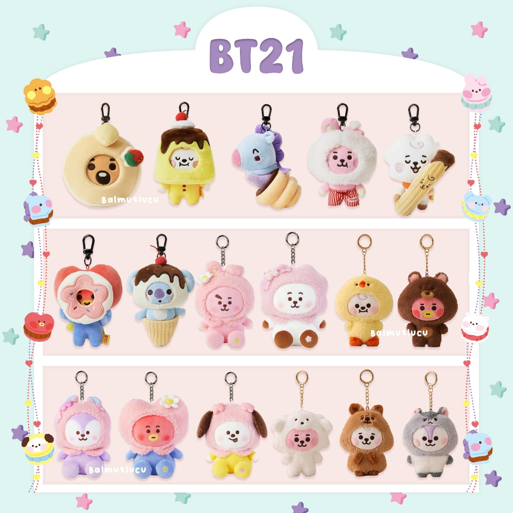 BALMUTLUCU BT21 Cooky Tata Chimmy Shooky RJ Koya Mini Doll Keychain Gantungan Kunci Boneka Kecil