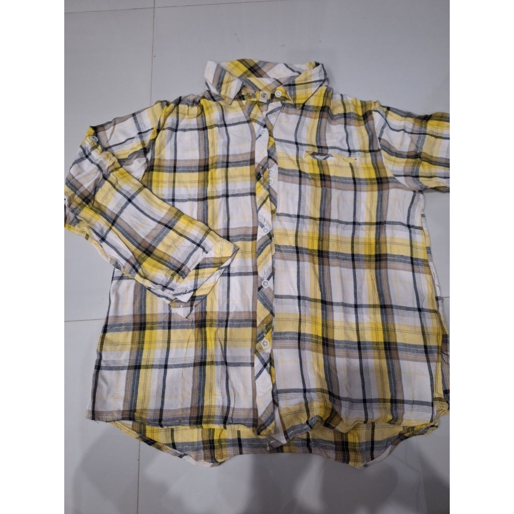 kemeja wanita kotak kuning