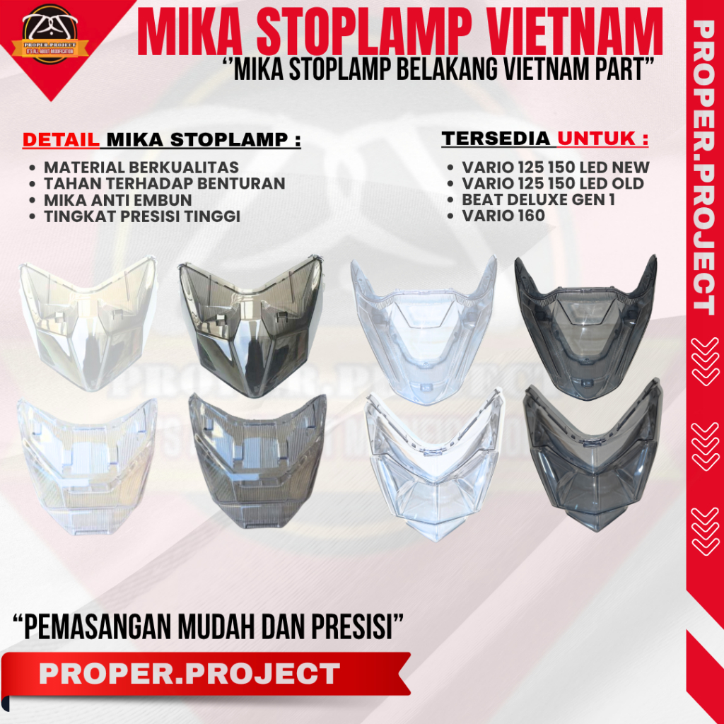 Mika Stoplamp VARIO 125/150 LED  Cover Lampu Rem Belakang SMOKE BENING CLEAR Mika Smoke Vario 125