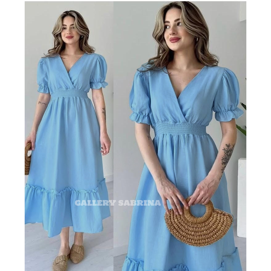 POMPOM SABRINA // DRES KOREAN // DRES PESTA // DRESS CASUAL